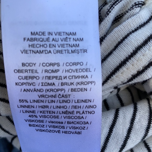 New Lauren Ralph Lauren linen Striped T-Shirt front knot top - Picture 10 of 10